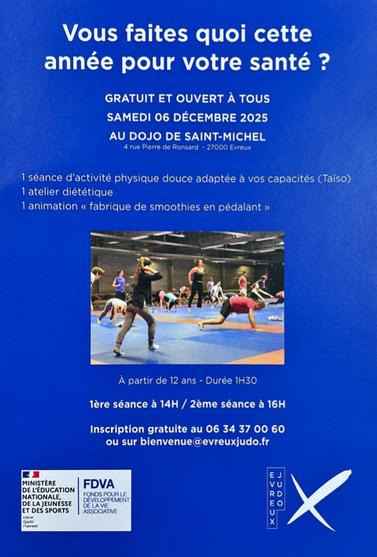 RV avec votre santé au dojo de Saint-Michel samedi 6 décembre !